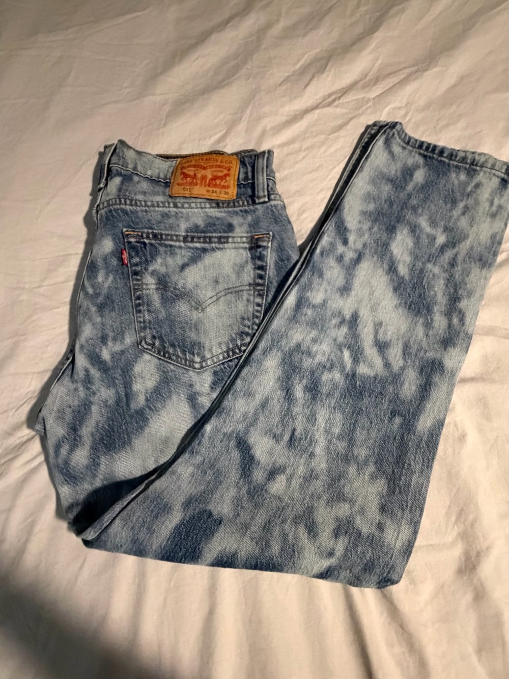 Levi's Men's Light Blue Acid-Effect Straight Jeans